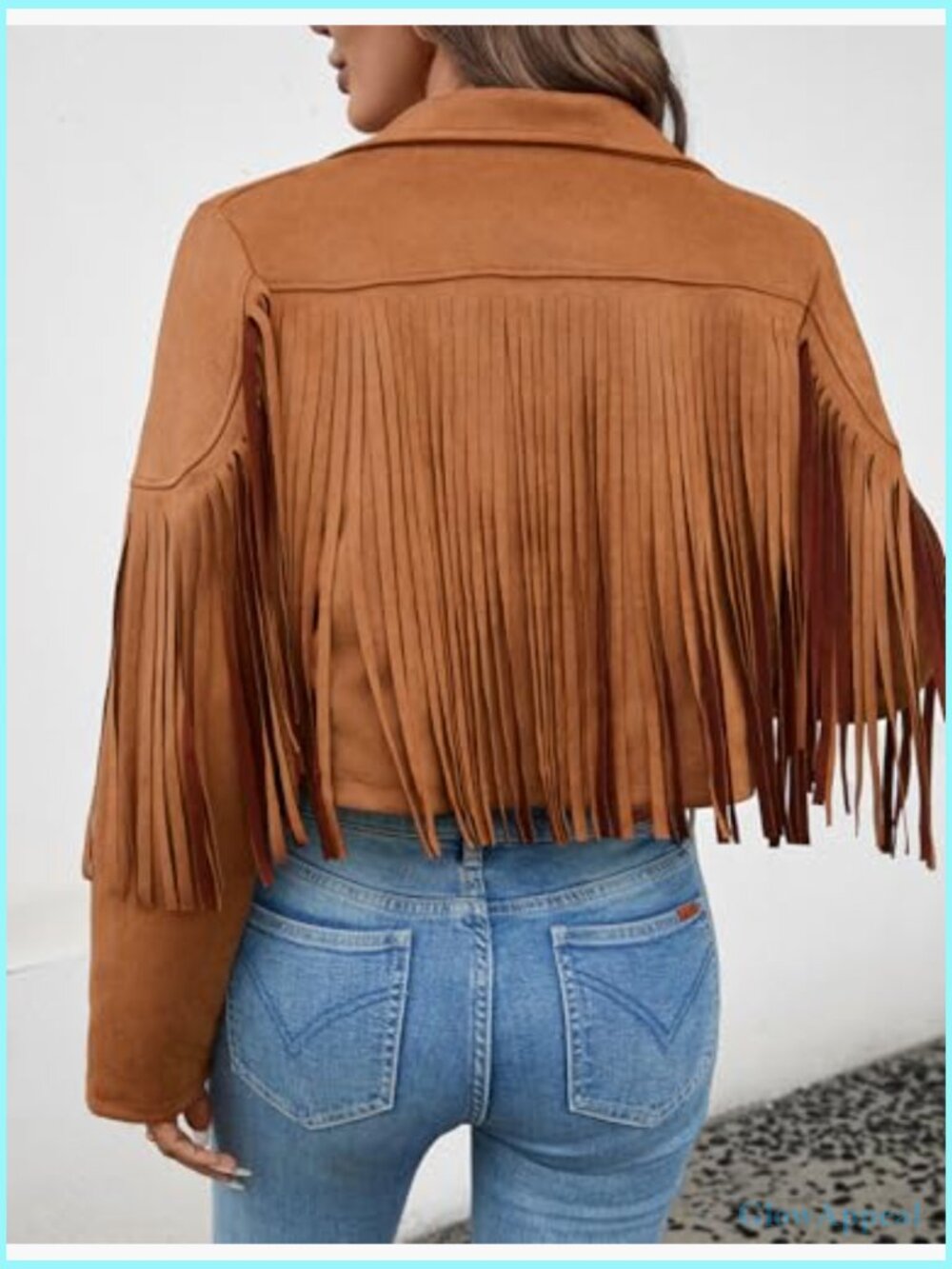 Faux Suede Leather Tassel Jacket Cropped Fringe Coat Cowgirl - Picture 2 of 7